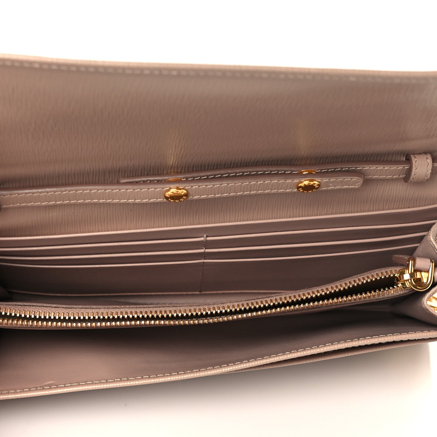 Prada Vitello Move Metal Oro Chain Wallet Cipria 4 of 8