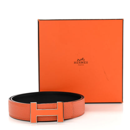 Hermes Togo Box 32mm H Belt 90 Orange Black 7 of 7