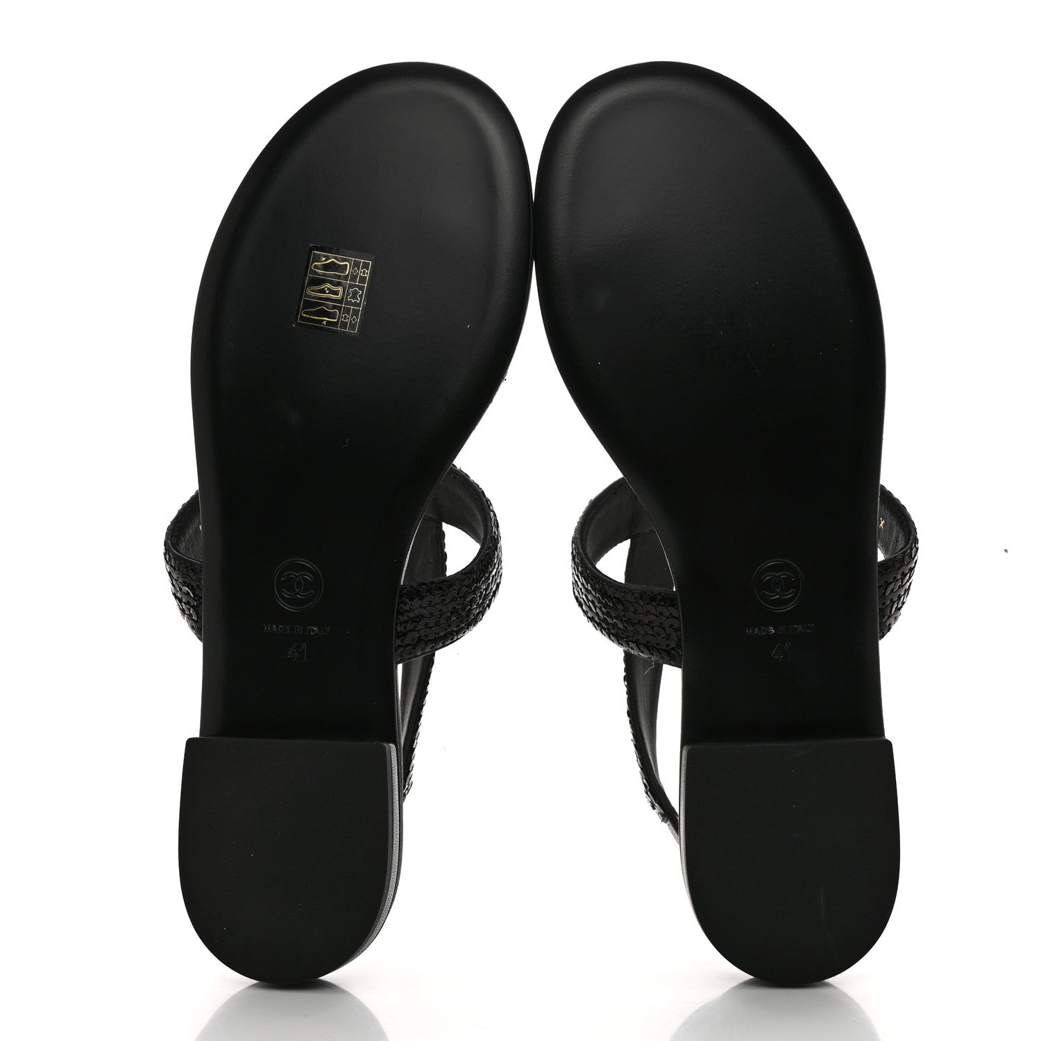 Chanel Lambskin Sequin Pearl CC Thong Sandals 41 Black 5 of 8
