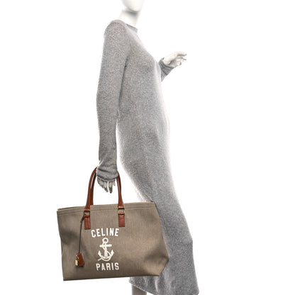 Celine Canvas Calfskin Paris Horizontal Cabas Tan 2 of 10