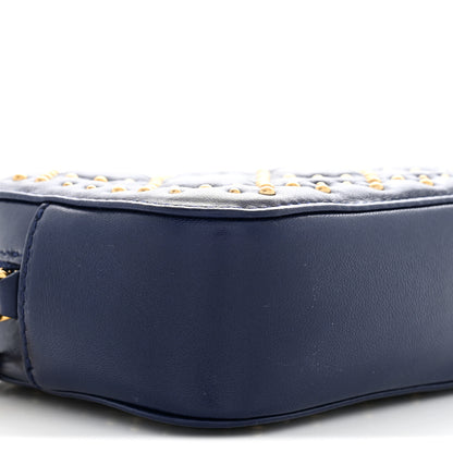 Christian Dior Lambskin Cannage Studded Lady Dior Camera Case Pouch Blue 9 of 11