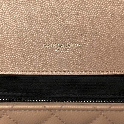 Saint Laurent Grain De Poudre Mixed Matelasse Large Triquilt Monogram Satchel Dak Beige 5 of 8