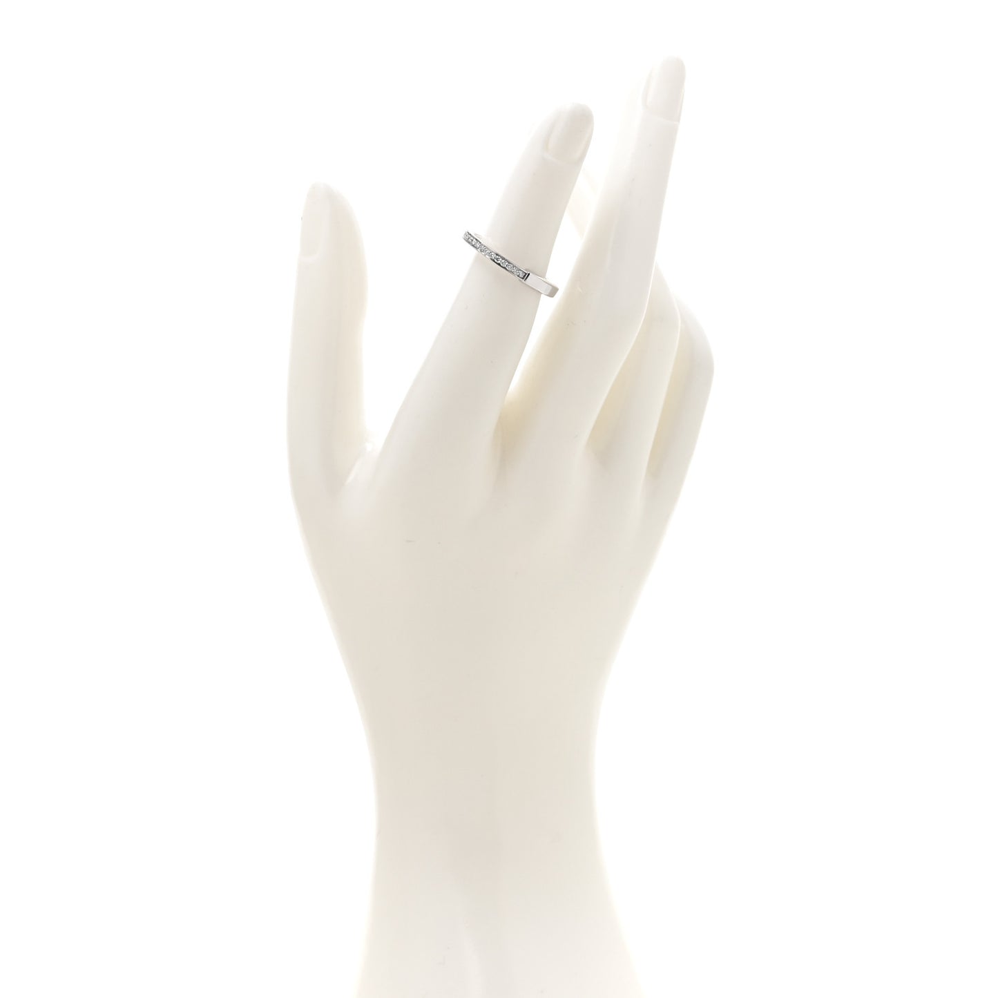 18K White Gold Diamond Lock Ring 54 6.75