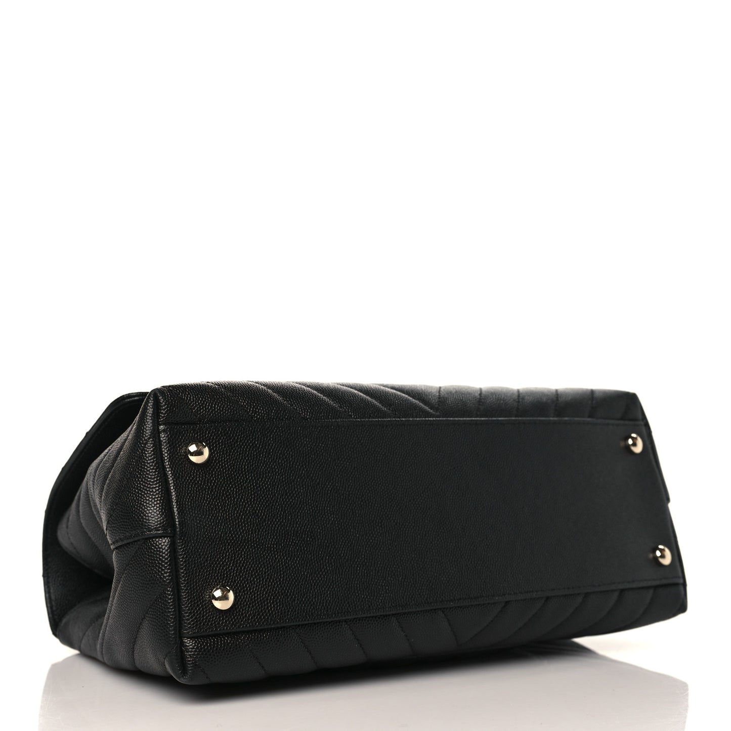Caviar Chevron Quilted Small Coco Handle Flap Black