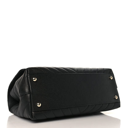 Chanel Caviar Chevron Quilted Small Coco Handle Flap Black 4 of 9