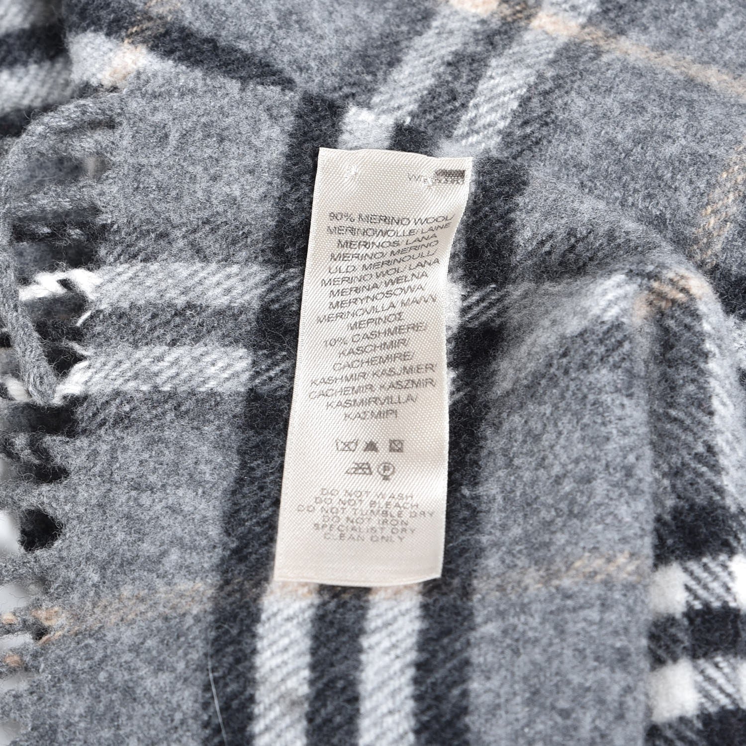 Burberry Merino Wool Cashmere Check Scarf Grey 5 of 5