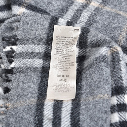 Burberry Merino Wool Cashmere Check Scarf Grey 5 of 5