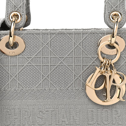 Christian Dior Canvas Embroidered Cannage Medium Lady D-Lite Gray 8 of 12