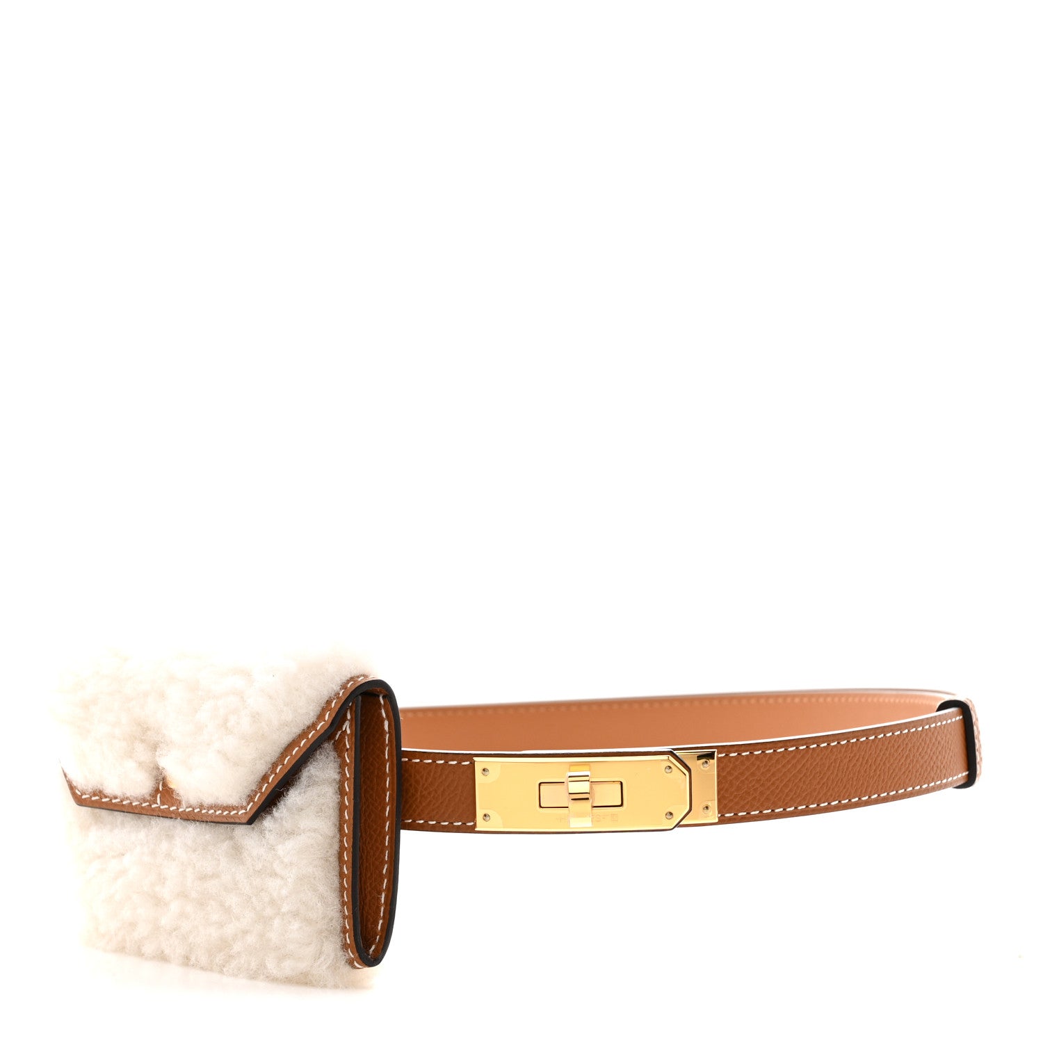 Hermes Epsom Teddy Kelly Pocket Belt Gold Ecru 1 of 6