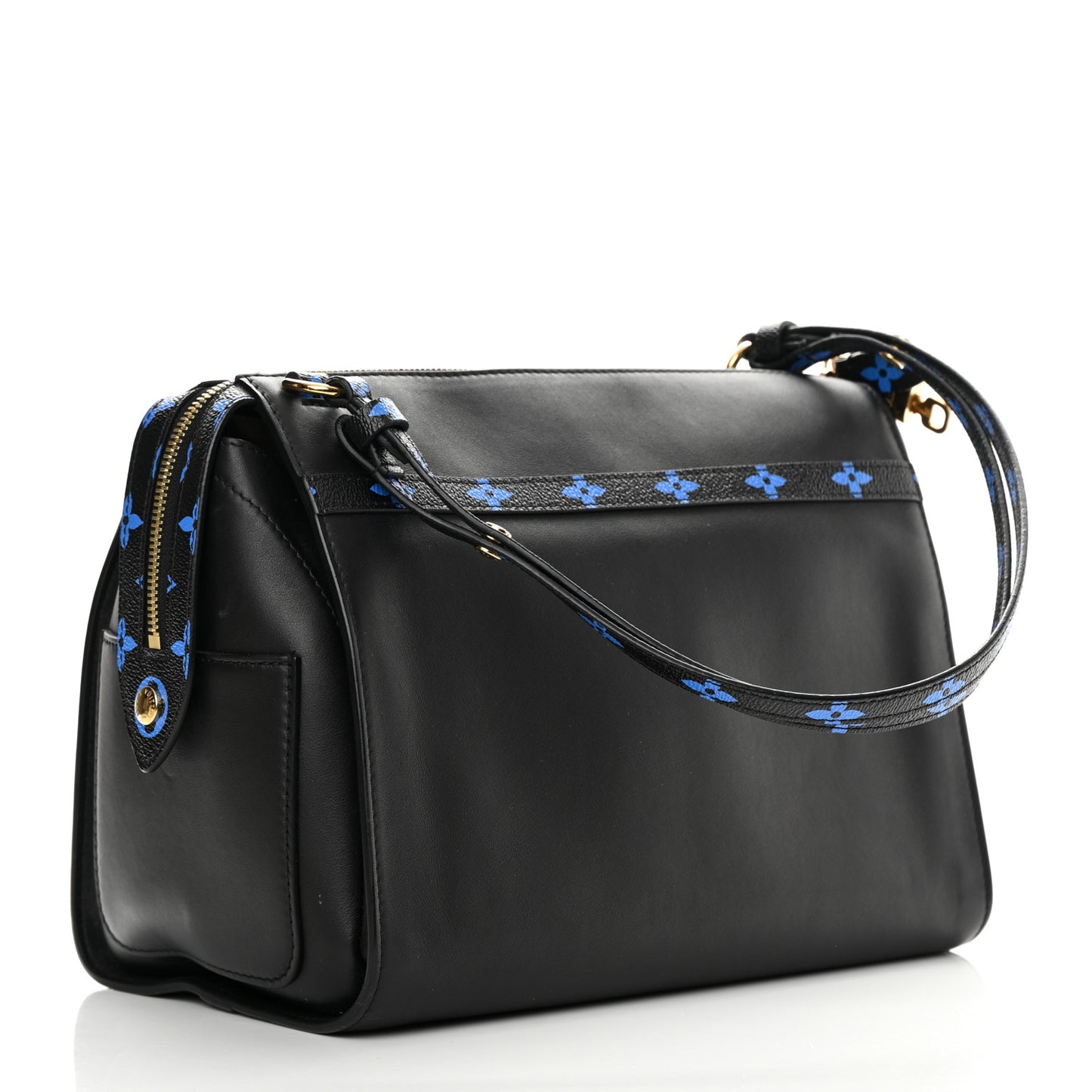Smooth Calfskin Colored Monogram Speedy Amazon MM Blue Black