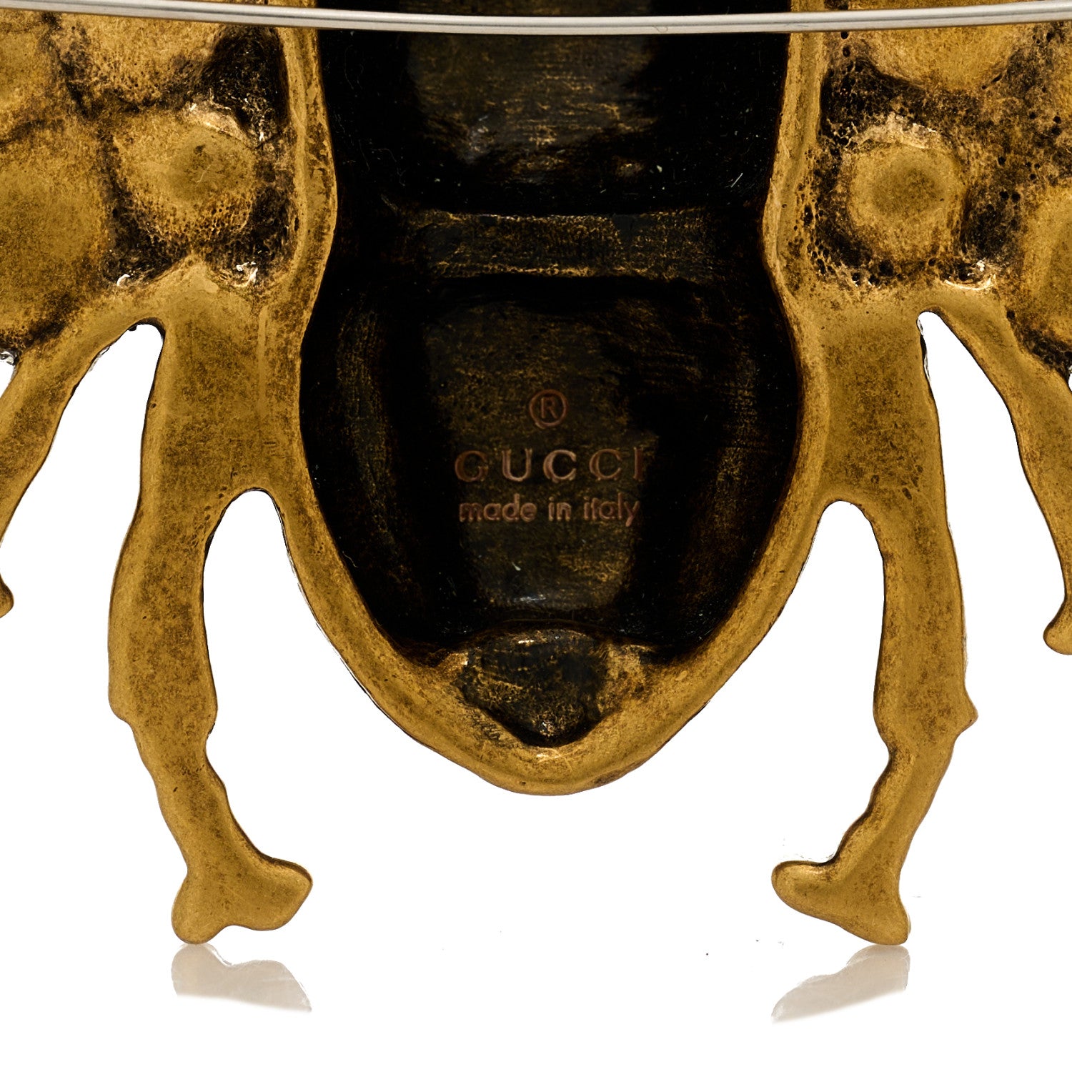 Gucci Metal Pearl Crystal Bee Brooch Aged Gold 4 of 4