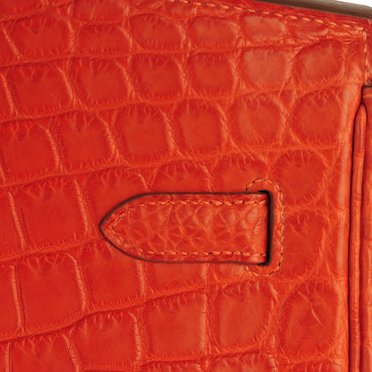 Hermes Matte Niloticus Crocodile Birkin 35 Orange 14 of 29