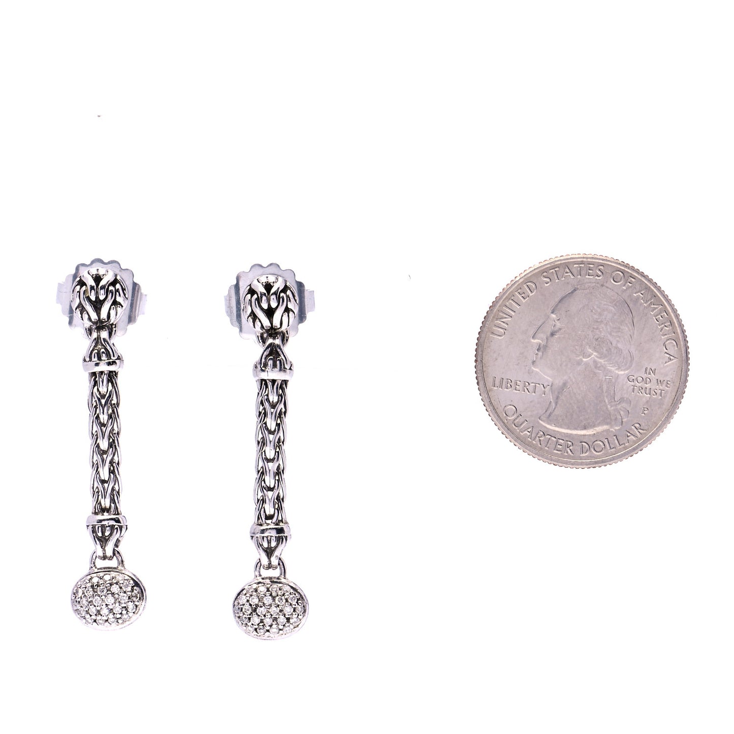 Sterling Silver Diamond Classic Chain Drop Earrings