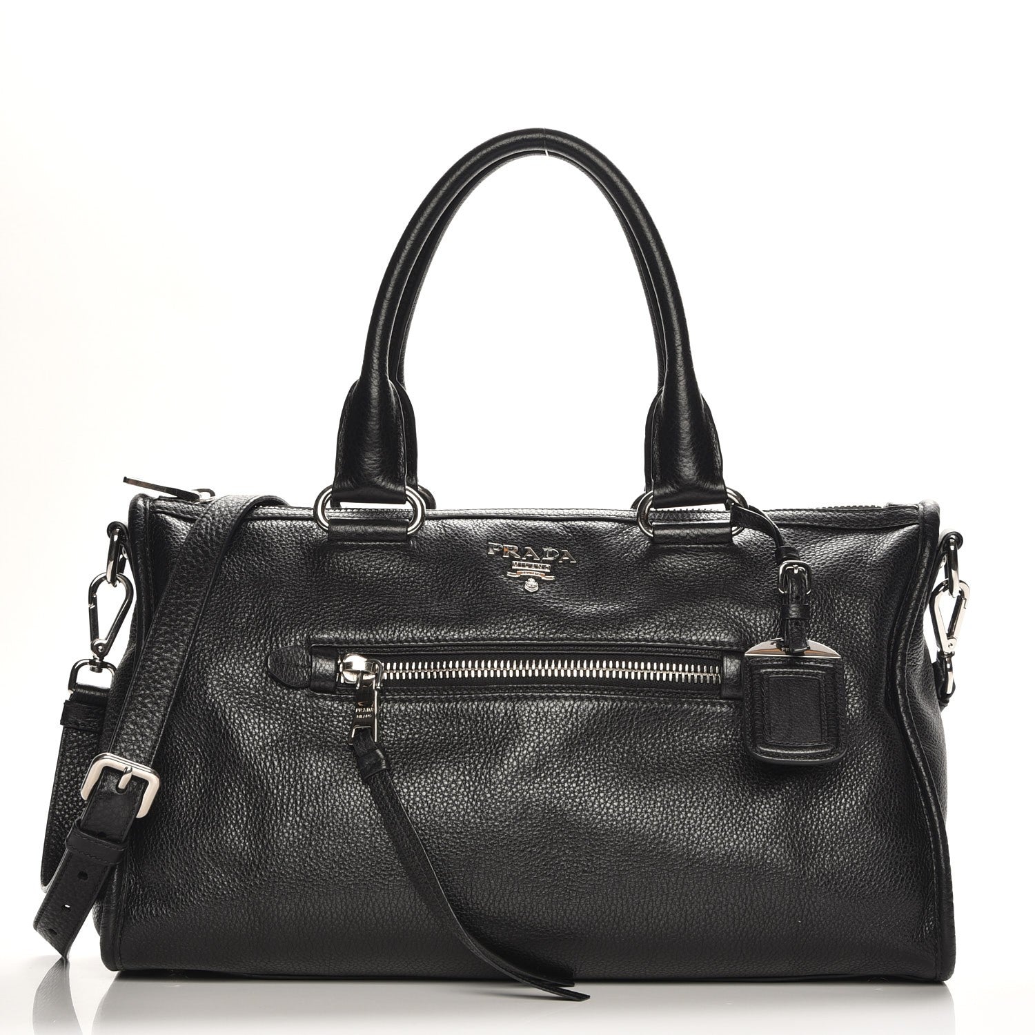 Prada Vitello Daino Shopping Satchel Black 1 of 9