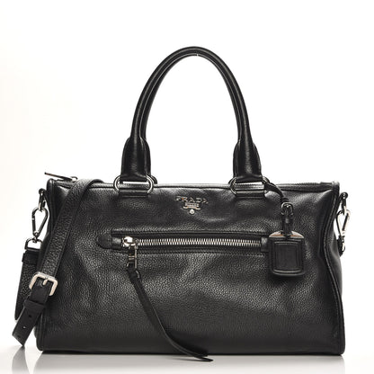 Prada Vitello Daino Shopping Satchel Black 1 of 9