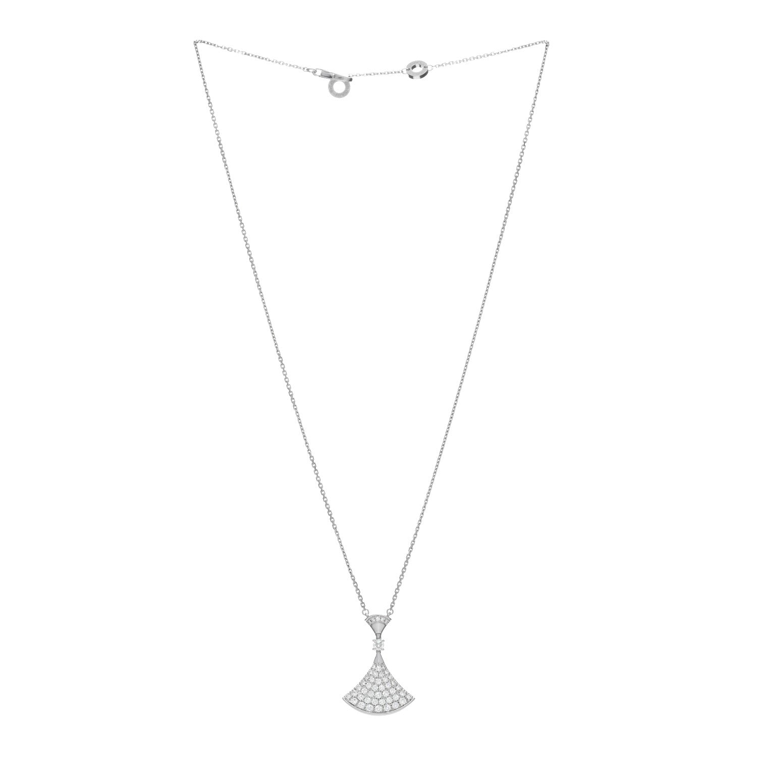 Bulgari 18K White Gold Diamond Large Divas' Dream Pave Necklace 4 of 5