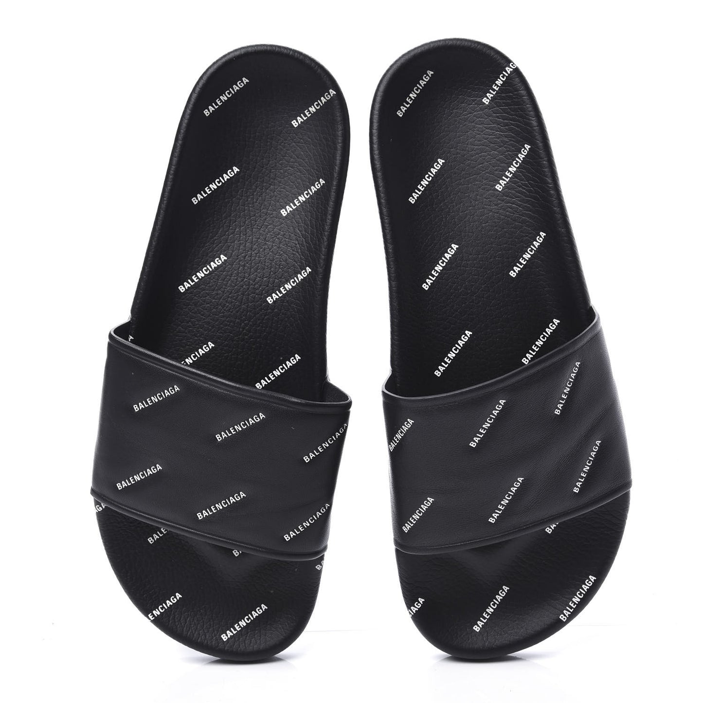 Nappa Allover Logo Embossed Womens Pool Slide Sandals 41 Black White