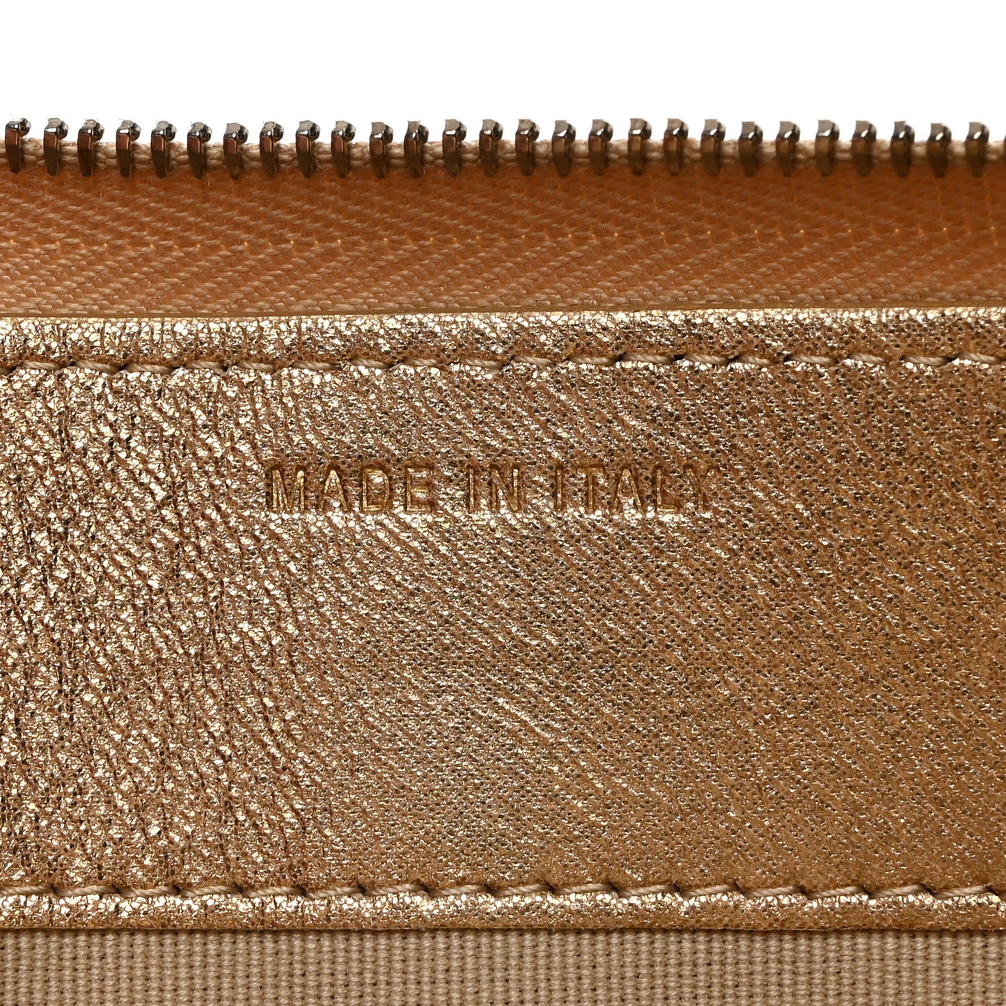 Metallic Lambskin Quilted Large Gusset Zip Around Wallet Gold