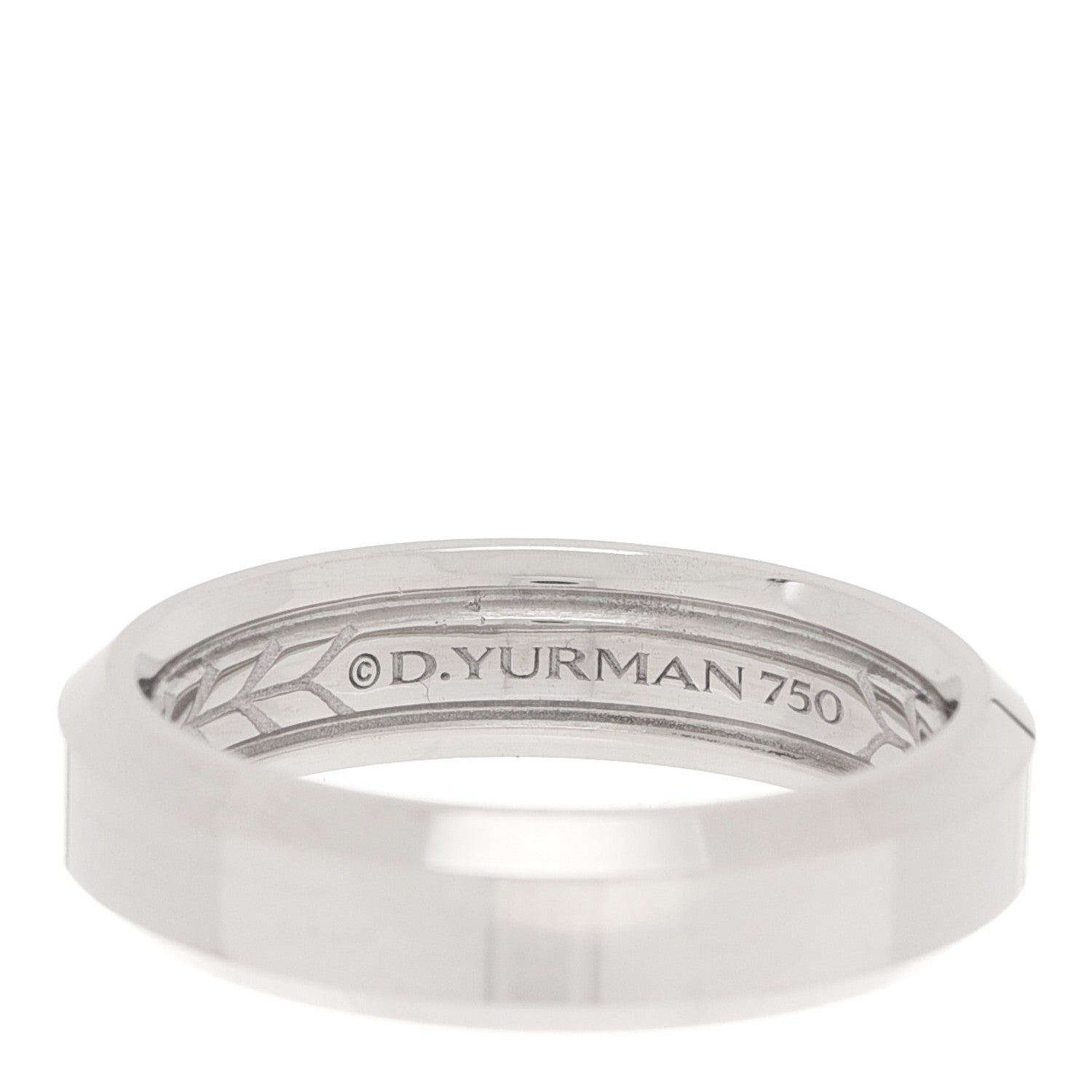David Yurman 18K White Gold 6mm Beveled Band Ring 62 10 4 of 5