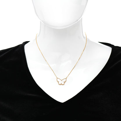 Van Cleef & Arpels 18K Yellow Gold Mother of Pearl Lucky Alhambra Butterfly Pendant Necklace 2 of 4