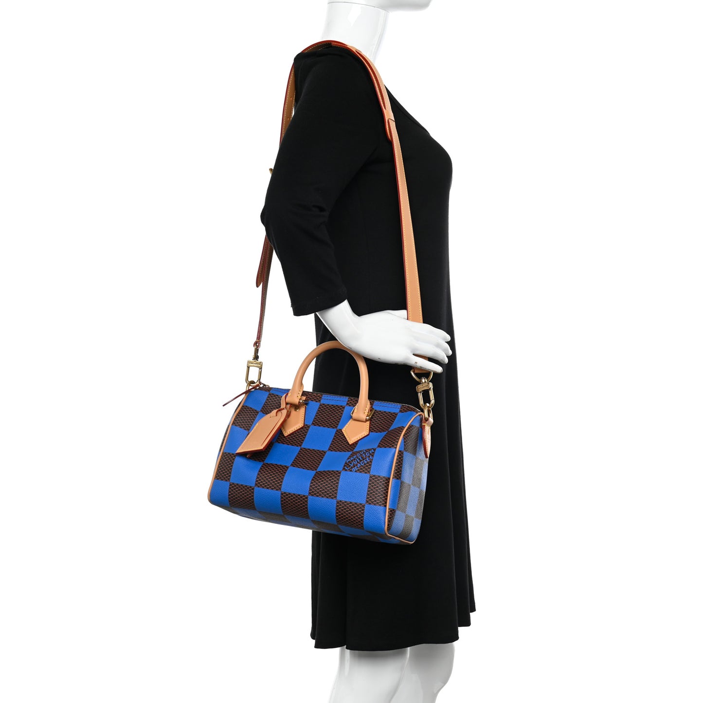 Damier Pop Speedy Bandouliere 25 Blue