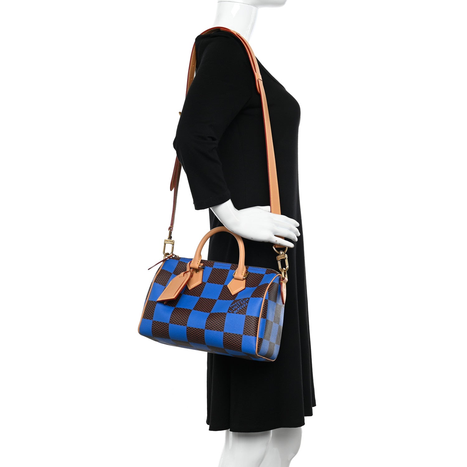 Louis Vuitton Damier Pop Speedy Bandouliere 25 Blue 2 of 9