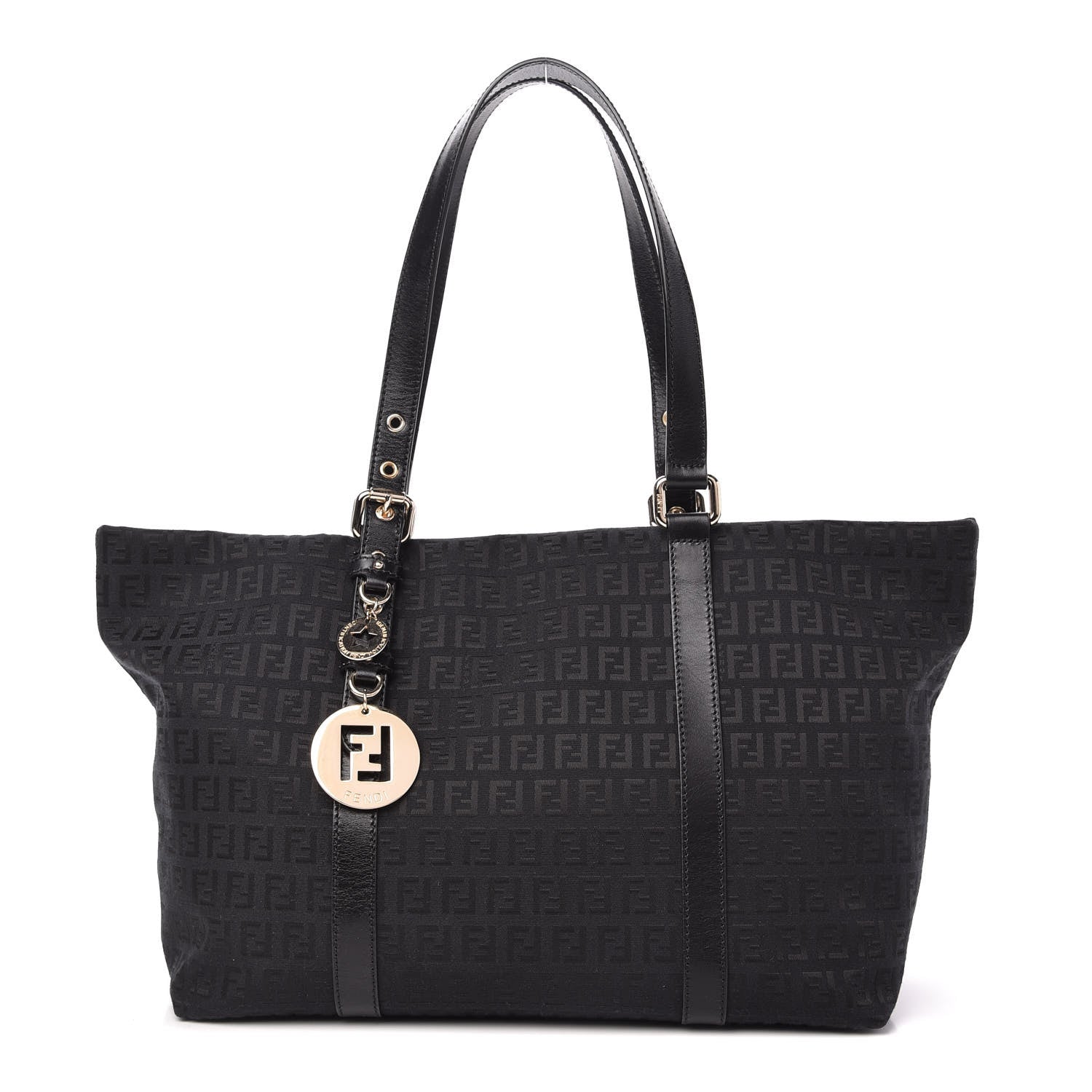 Fendi Zucchino Large Charm Shopping Tote Black 1 of 11
