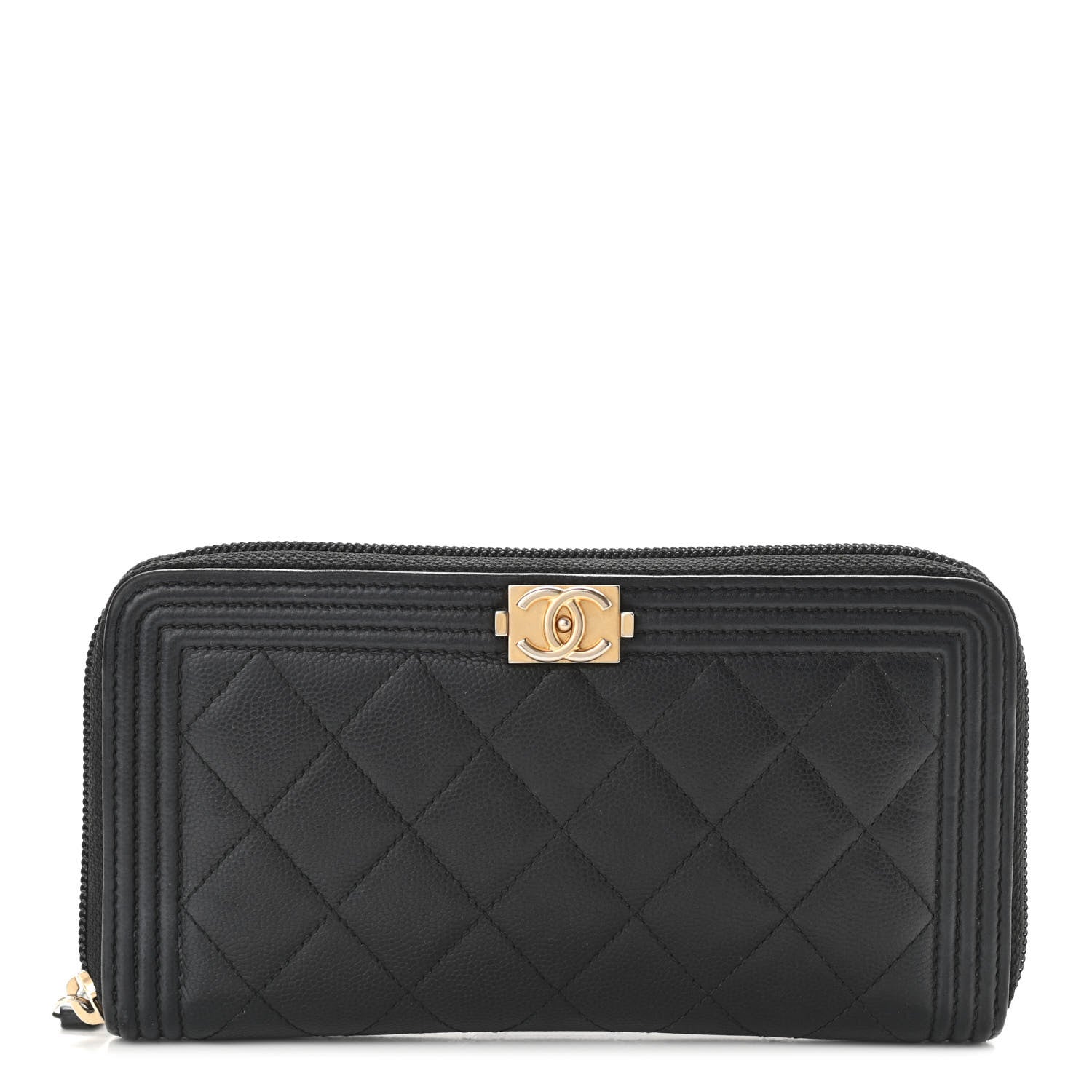 Chanel Caviar Quilted Boy Long Zip Around Wallet Black 1 of 12