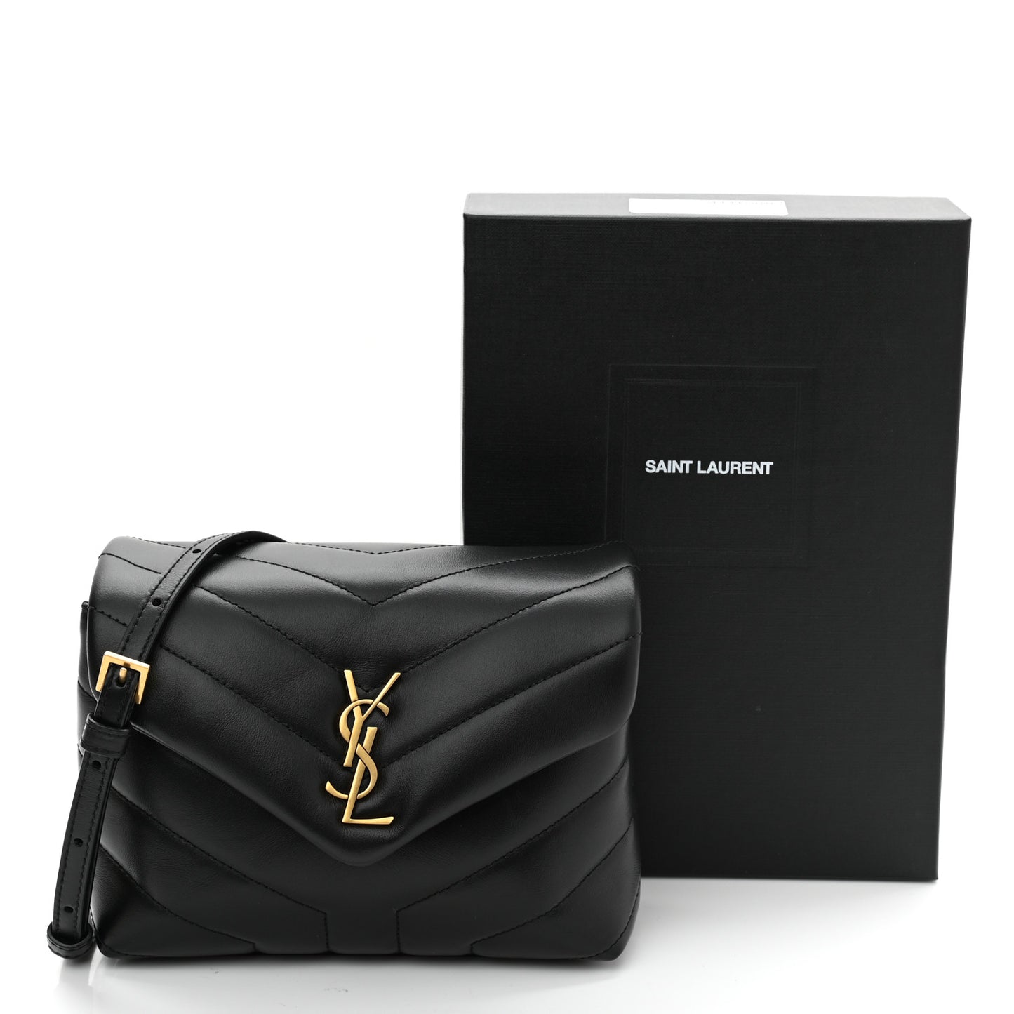 Calfskin Y Quilted Monogram Toy Loulou Crossbody Bag Black