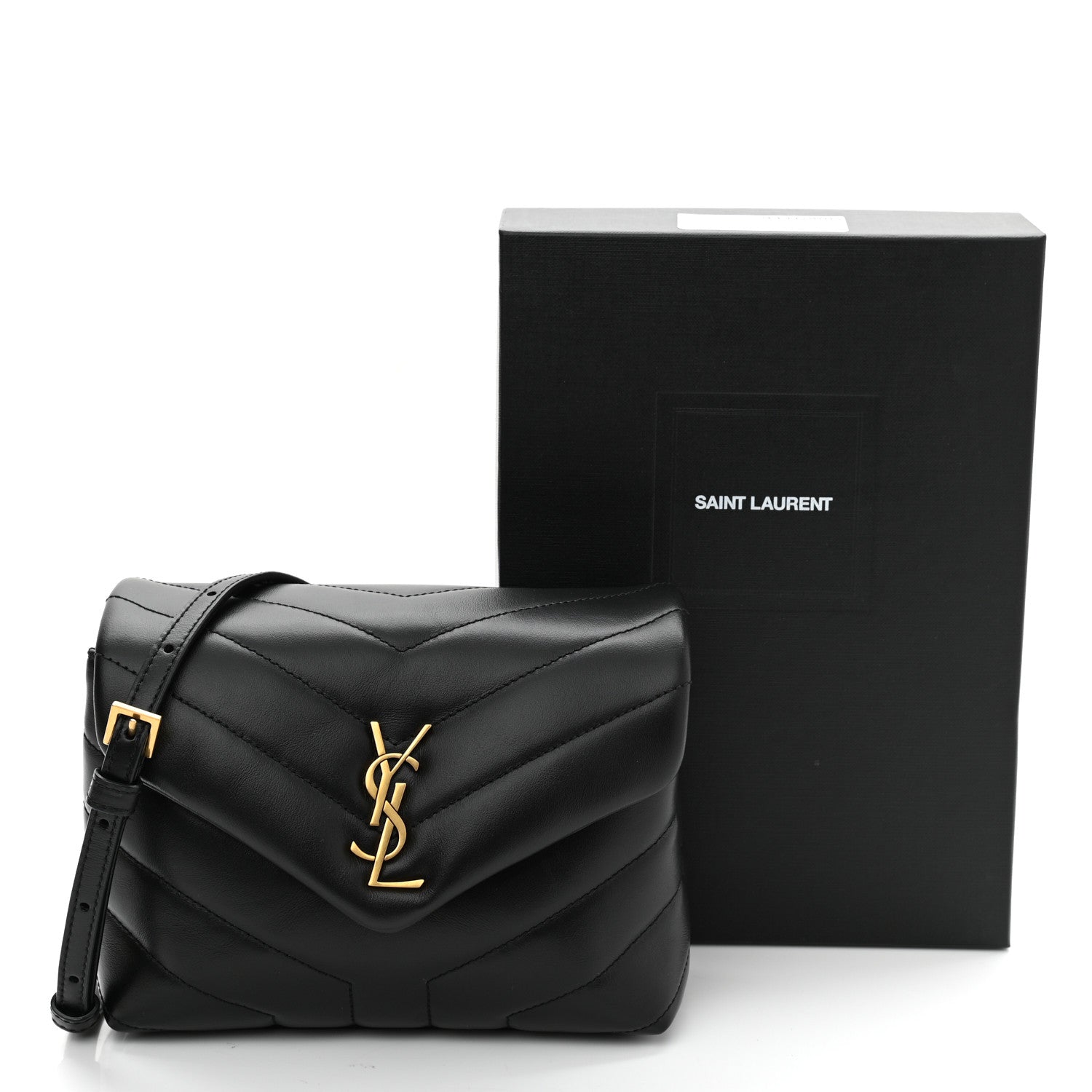 Saint Laurent Calfskin Y Quilted Monogram Toy Loulou Crossbody Bag Black 12 of 12