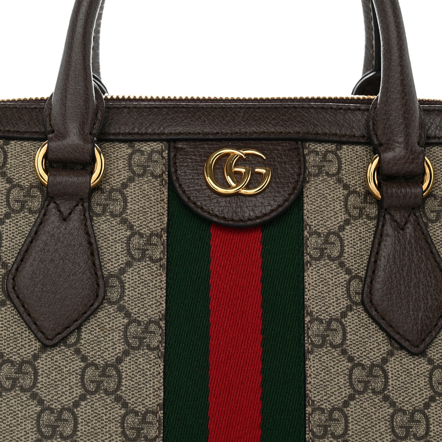 Gucci GG Supreme Monogram Web Medium Ophidia Boston Brown 7 of 9