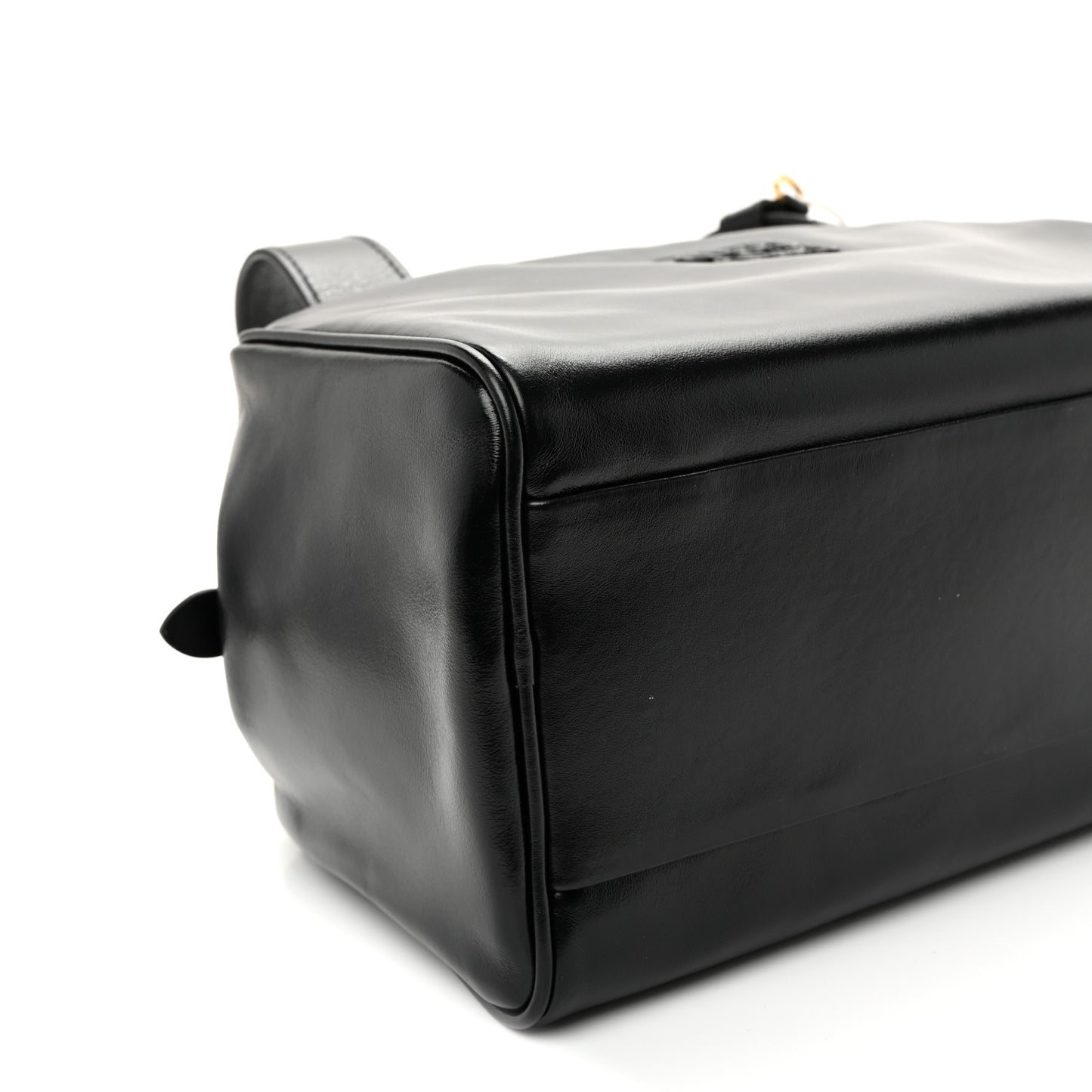 Vitello Lux Bauletto Top Handle Bag Black