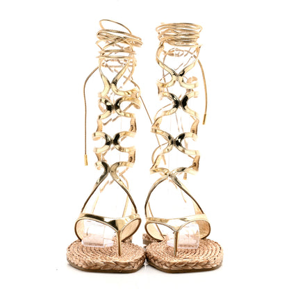 Jimmy Choo Agave Gladiator Espadrilles Flat Sandals 40 Gold 2 of 8