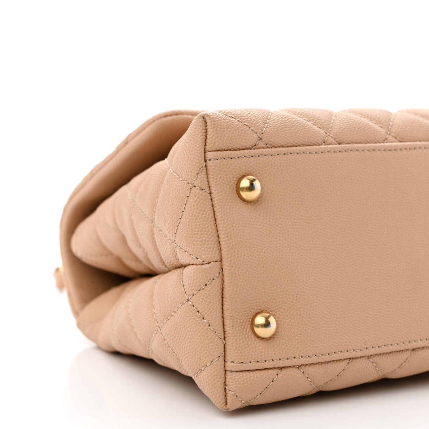 Caviar Lizard Embossed Quilted Small Coco Handle Flap Beige