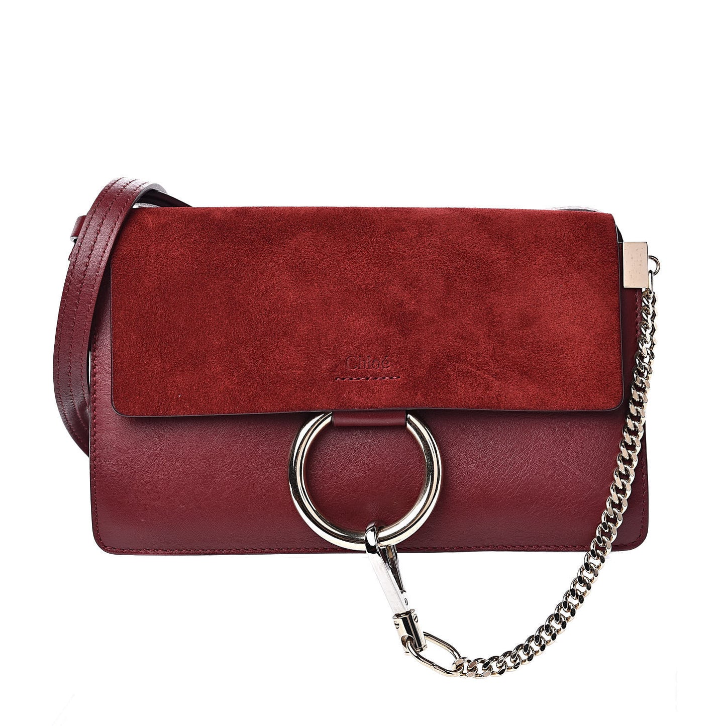 Suede Calfskin Small Faye Shoulder Bag Plum Purple