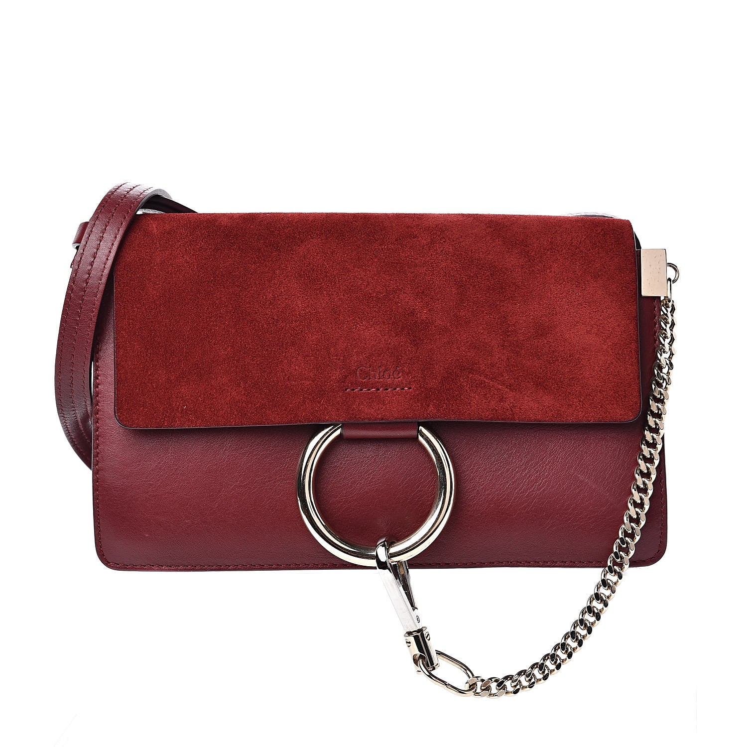 Chloe Suede Calfskin Small Faye Shoulder Bag Plum Purple 1 of 13