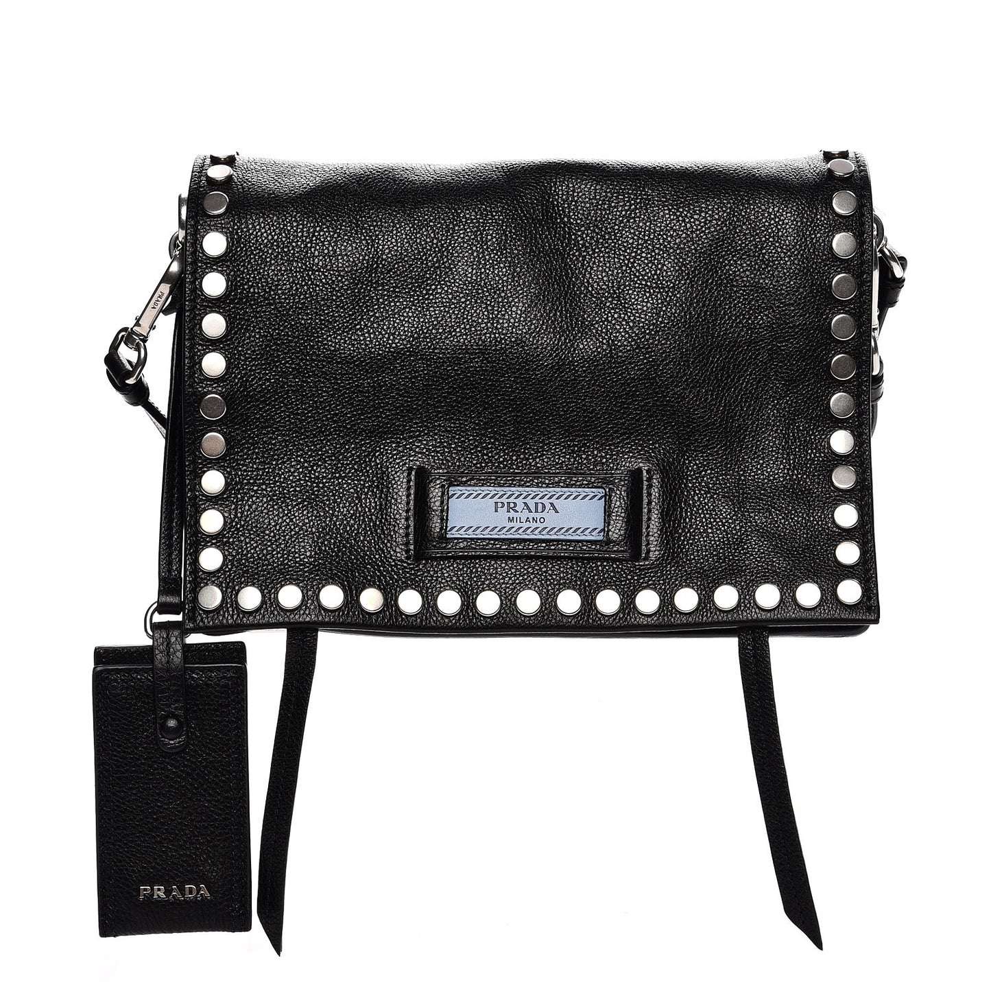 Glace Calf Studded Etiquette Flap Nero Black