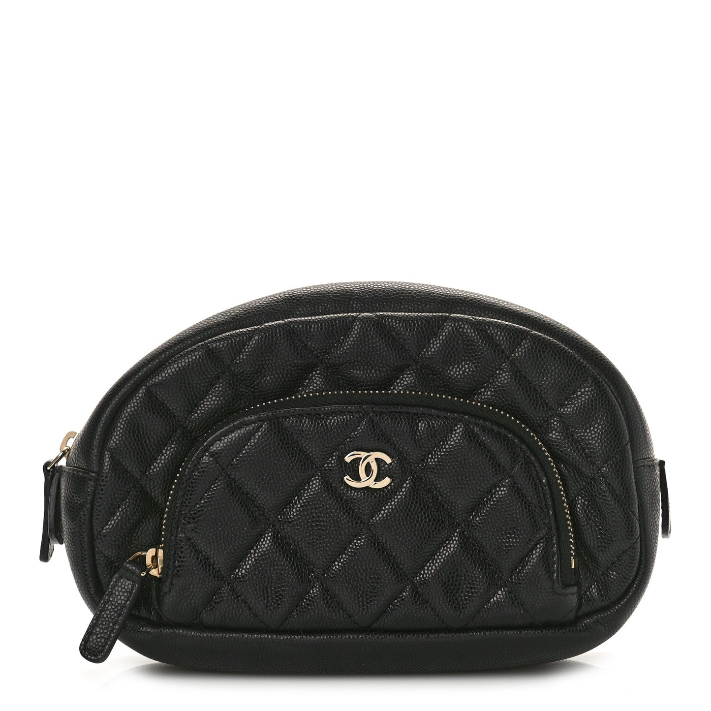 Caviar Quilted Double Zip Pouch Black
