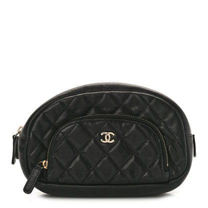 Chanel Caviar Quilted Double Zip Pouch Black 1 of 9