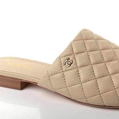 Chanel Lambskin Quilted Chain Mules 40 Beige Black 9 of 11