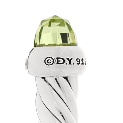 David Yurman Sterling Silver Diamond Peridot 4mm Cable Flex Bracelet 3 of 4