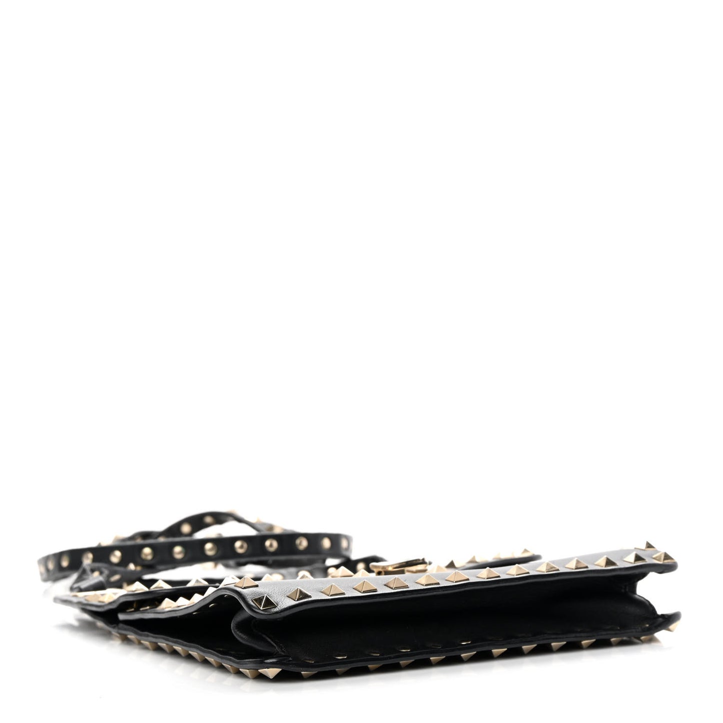 Calfskin Rockstud Crossbody Messenger Bag Black