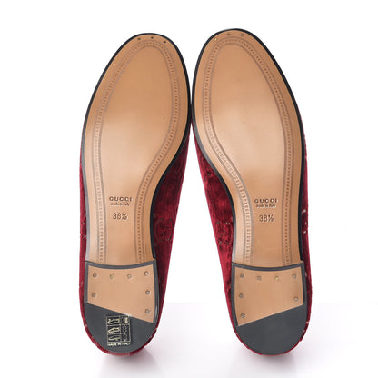 Gucci Velvet Malaga Kid GG Monogram Horsebit Womens Jordaan Loafers 38.5 Red Cipria Romantic Cerise 5 of 9