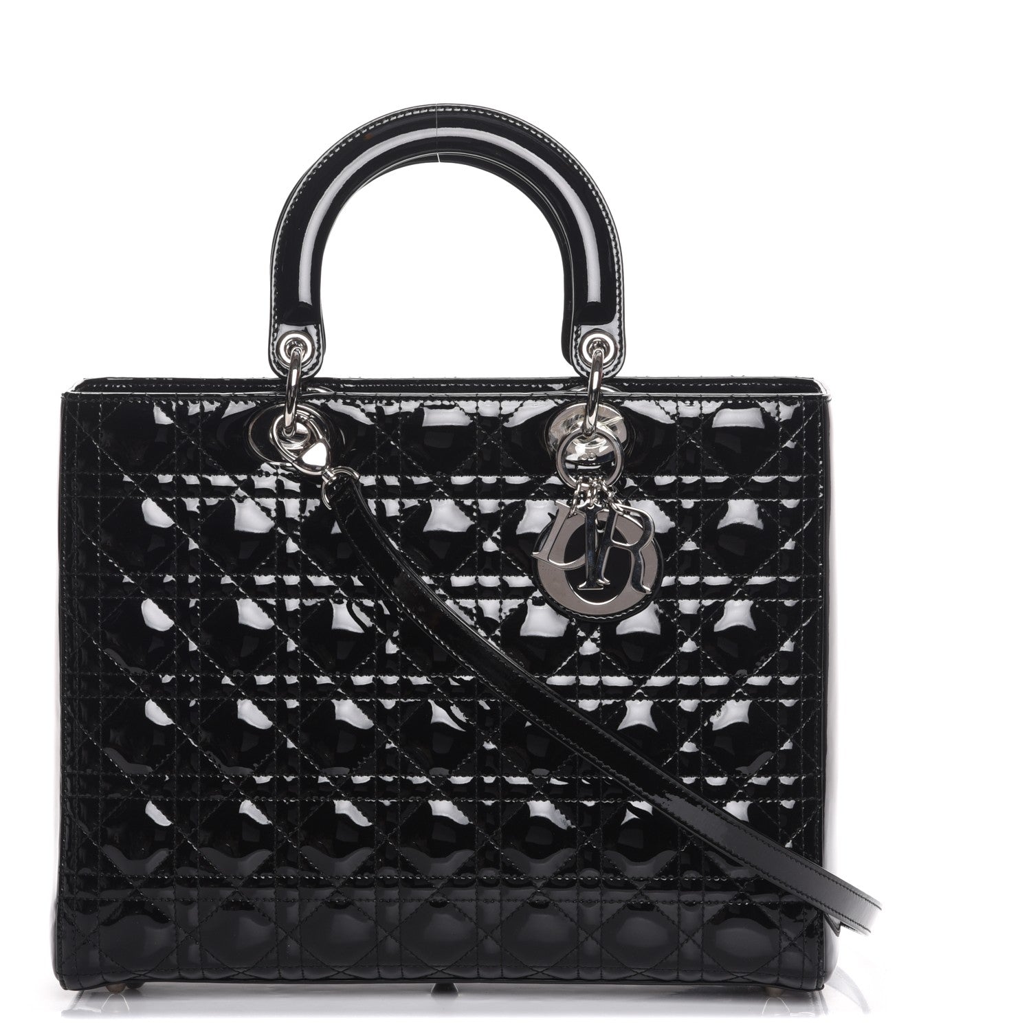 Christian Dior Patent Cannage Large Lady Dior Black 1 of 8