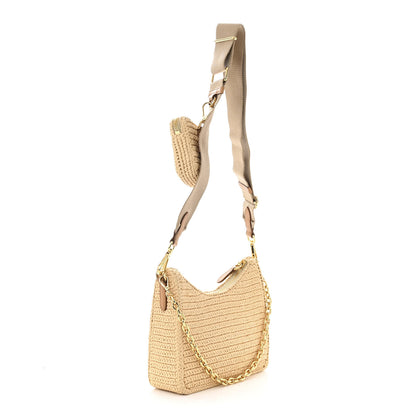 Prada Yarn Raffia Effect Crochet Re-Edition 2005 Shoulder Bag Naturale 3 of 12