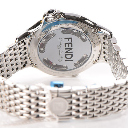 Fendi Stainless Steel Diamond Topaz 38mm Crazy Carats Rotating Gem Quartz Watch Black 10 of 11