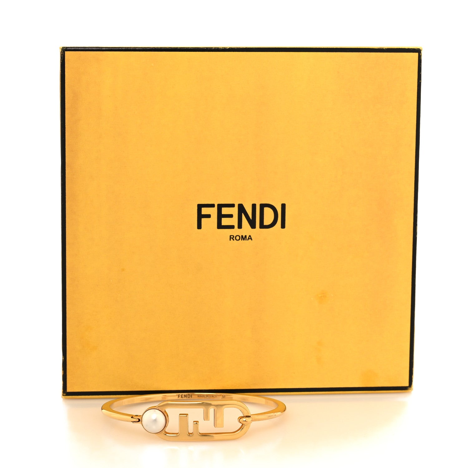 Fendi Metal Pearl O'Lock Bracelet M Oro Soft White 5 of 5