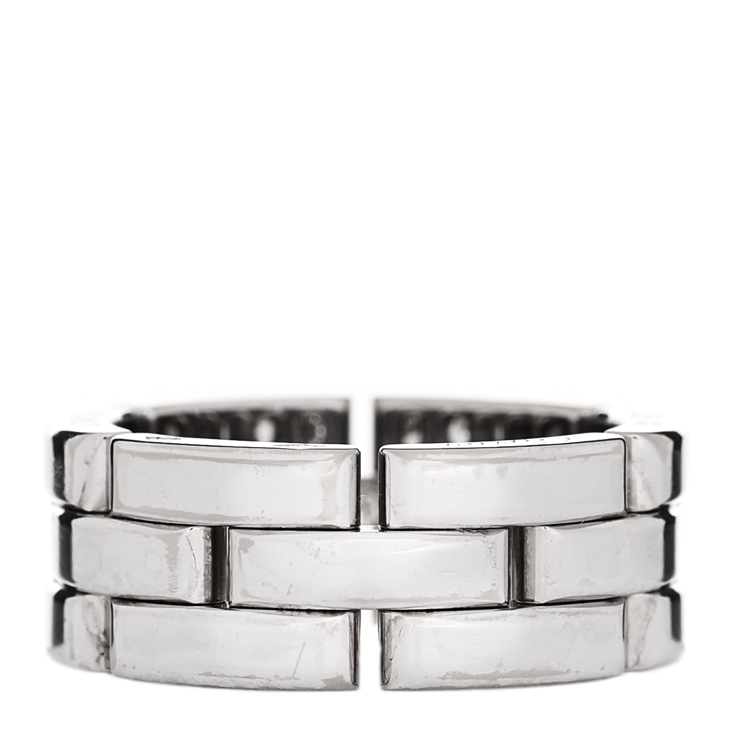 Cartier 18K White Gold Diamond Maillon Panthere 3 Half Rows Paved Ring 53 6.25 3 of 4