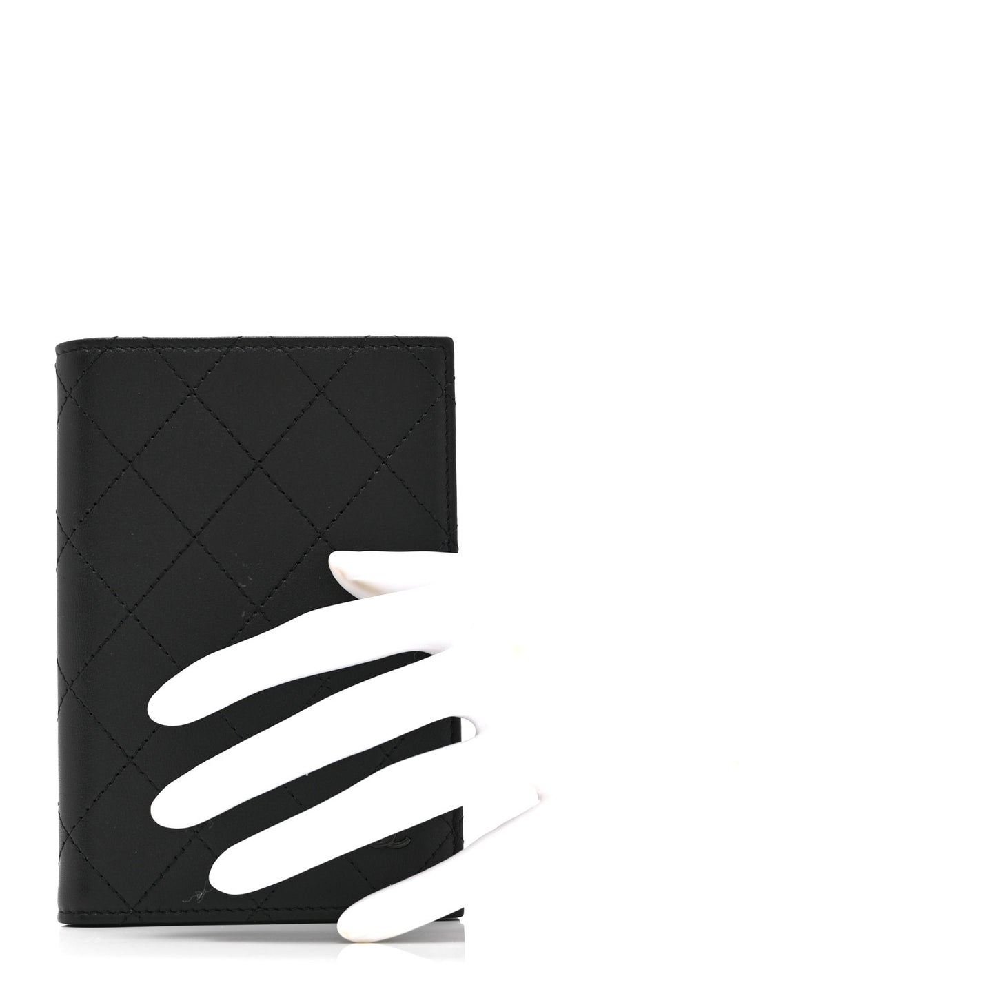 Grained Calfskin Quilted Passport Holder Wallet So Black