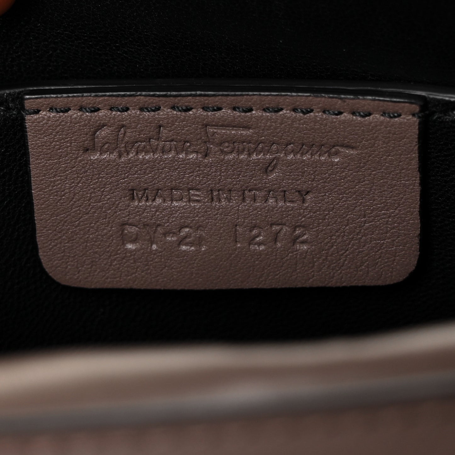 Calfskin Gancini Embossed Trifolio Bag Caraway Seed